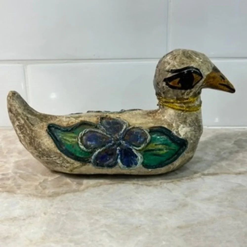Vintage Antigua Papier Mache Duck Figure‎ Hand Painted Folk Art Sculpture 7